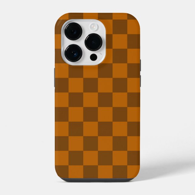 Brown Beige Checkered Block Print  Iphone Case (Back)