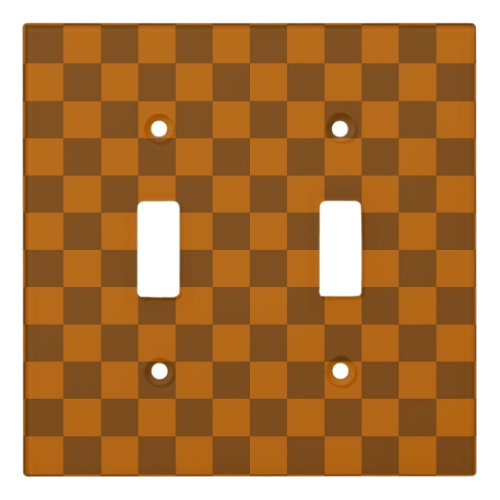 Brown Beige Checkered Block Print  Light Switch Cover