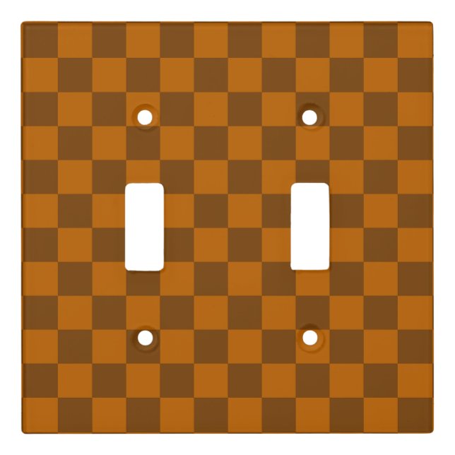Brown Beige Checkered Block Print  Light Switch Cover (Front)