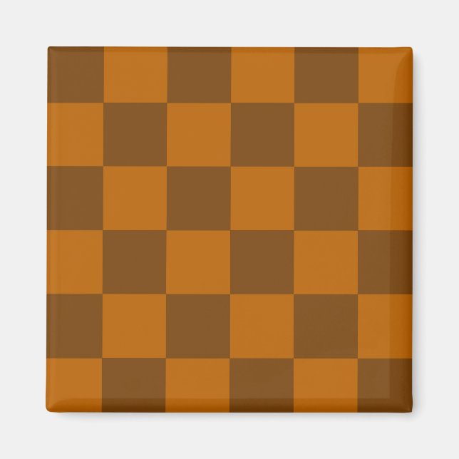Brown Beige Checkered Block Print  Magnet (Front)