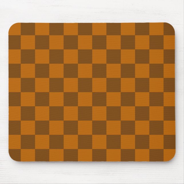 Brown Beige Checkered Block Print  Mouse Pad (Front)