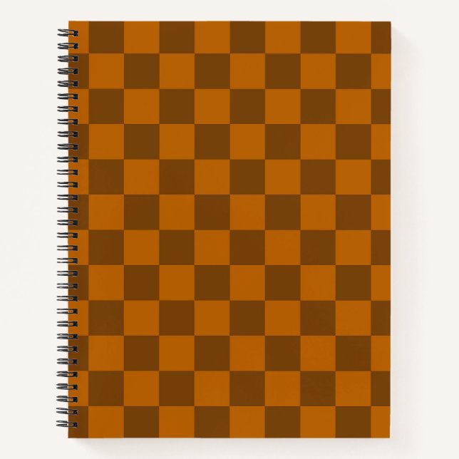 Brown Beige Checkered Block Print  Notebook (Front)