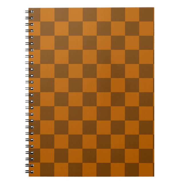 Brown Beige Checkered Block Print  Notebook (Front)