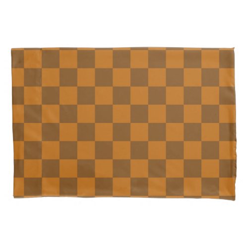 Brown Beige Checkered Block Print  Pillow Case