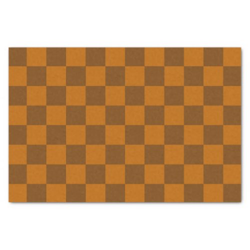 Brown Beige Checkered Block Print  Tissue Paper