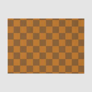Brown Beige Checkered Block Print Tissue Paper