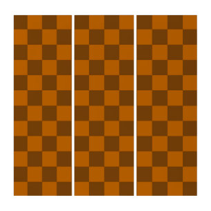 Brown Beige Checkered Block Print  Triptych