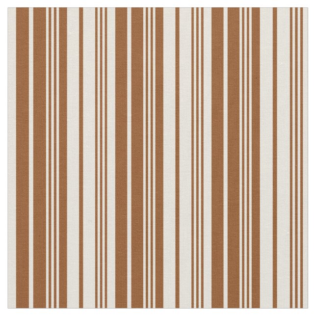 Brown & Beige Colored Lines Fabric (Close Up)