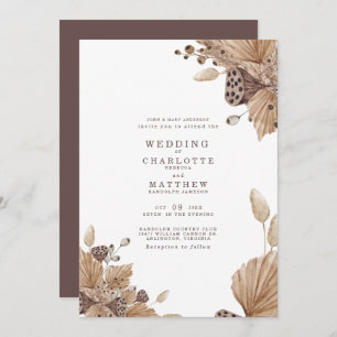 Brown & Beige Dried Foliage Wedding Invitation