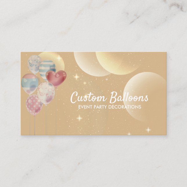 Brown Beige Evennt Planner Balloons Business Card (Front)