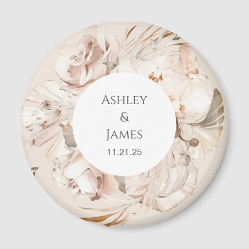 Brown_beige floral garden wedding magnet favors