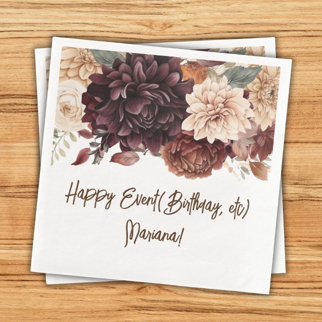 Brown Beige Flowers Floral Party Napkins (Creator Uploaded)