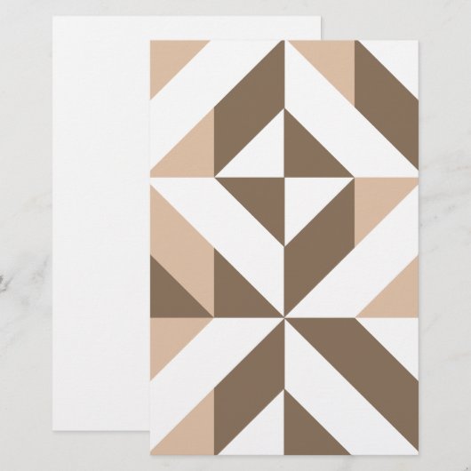 Brown Beige Geometric Cube Pattern (Front/Back)