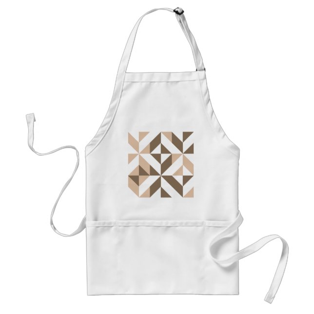 Brown Beige Geometric Cube Pattern Adult Apron (Front)
