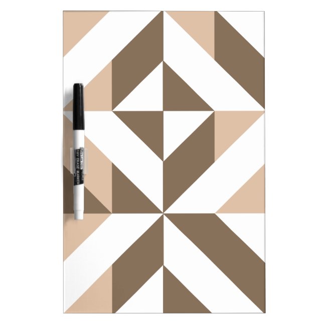 Brown Beige Geometric Cube Pattern Dry Erase Board (Front)