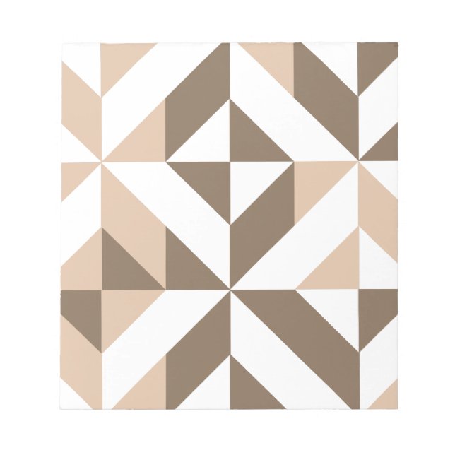 Brown Beige Geometric Cube Pattern Notepad (Front)