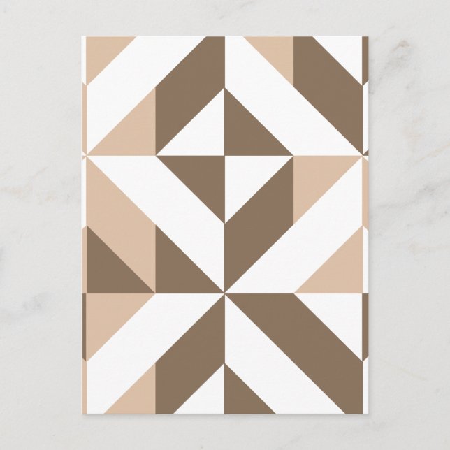 Brown Beige Geometric Cube Pattern Postcard (Front)