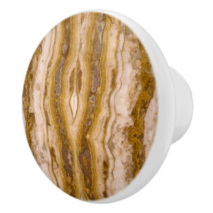Brown Beige Grain Marble  Ceramic Knob