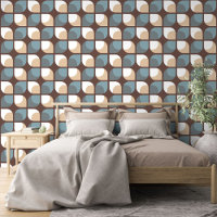 Brown Beige Gray Slate Blue Retro Art Pattern