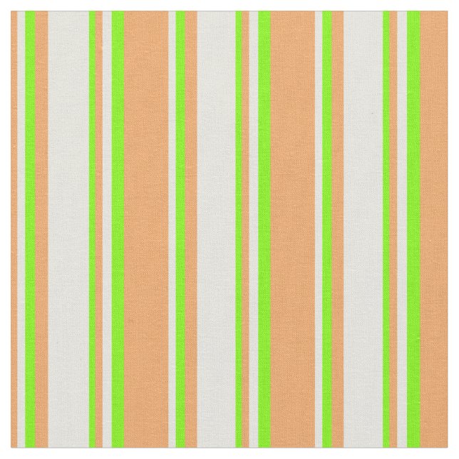 Brown, Beige & Green Colored Lined Pattern Fabric (Close Up)
