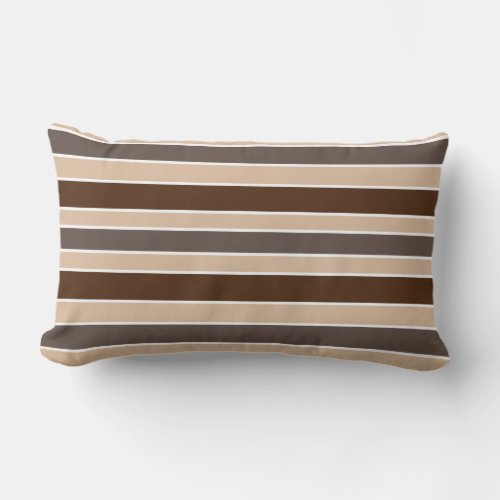 Brown Beige Horizontal Stripe Lumbar Pillow