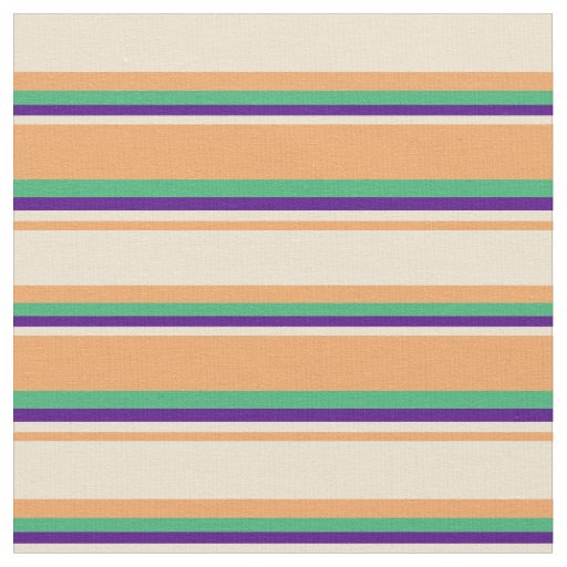Brown, Beige, Indigo & Sea Green Stripes Pattern Fabric