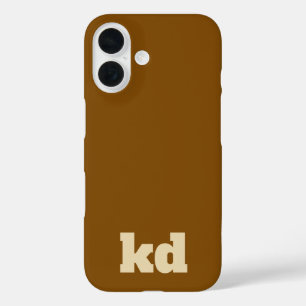 brown &beige initials monogram iPhone 16 case