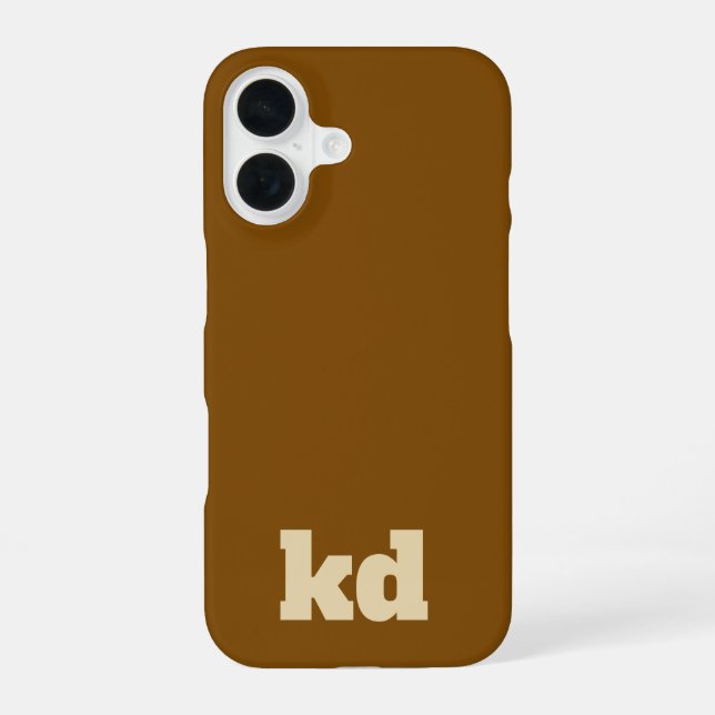 brown &beige initials monogram  iphone case (Back)