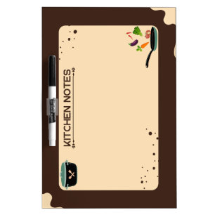 Brown Beige Kitchen Notes Cartoon Drawings Dry Erase Board