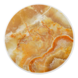 Brown & Beige Marble Print Ceramic Knob