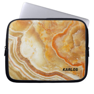Brown & Beige Marble Texture Print Laptop Sleeve
