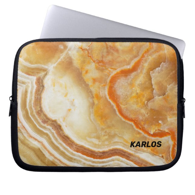 Brown & Beige Marble Texture Print Laptop Sleeve (Front)