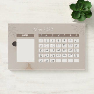 Brown Beige Minimalist Monthly Calendar Post-it Notes