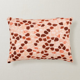 Brown Beige Pink Coral Orange Accent Pillow