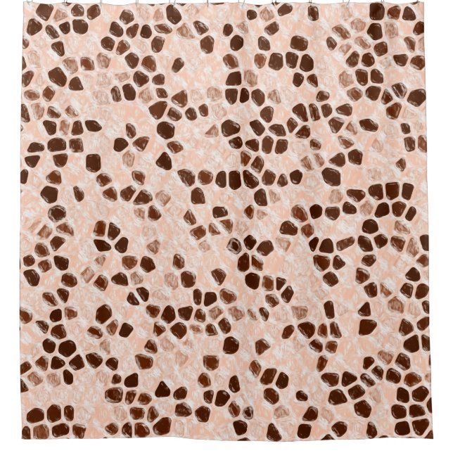 Brown Beige Pink Coral Orange Shower Curtain (Front)