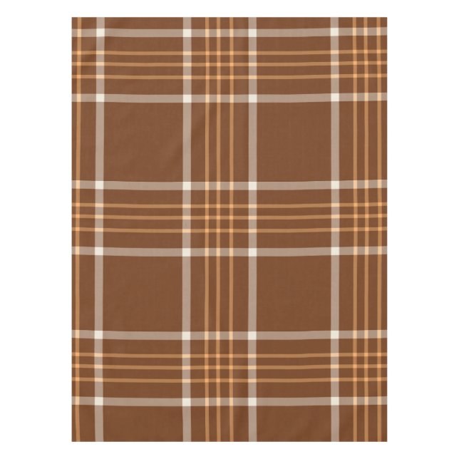 Brown Beige Plaid tartan Checkered Pattern   Tablecloth (Front)