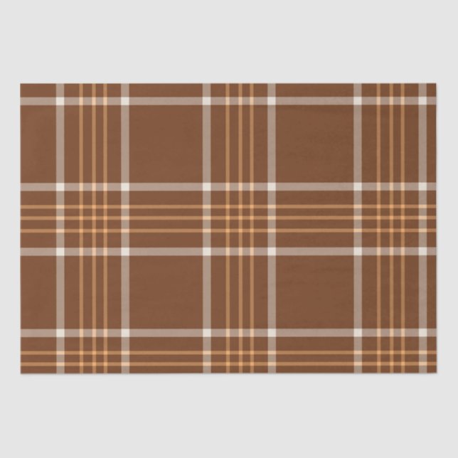Brown Beige Plaid tartan Checkered Pattern   Tissue Paper (Front)