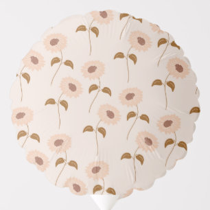 Brown Beige Retro Y2K Hippie Sunflower Pattern Balloon