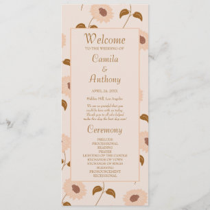 Brown Beige Retro Y2K Hippie Sunflower Pattern Program