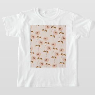 Brown Beige Retro Y2K Hippie Sunflower Pattern T-Shirt