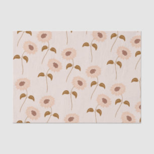 Brown Beige Retro Y2K Hippie Sunflower Pattern Tissue Paper