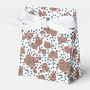 Brown beige rose flowers on polka dot background  favor boxes