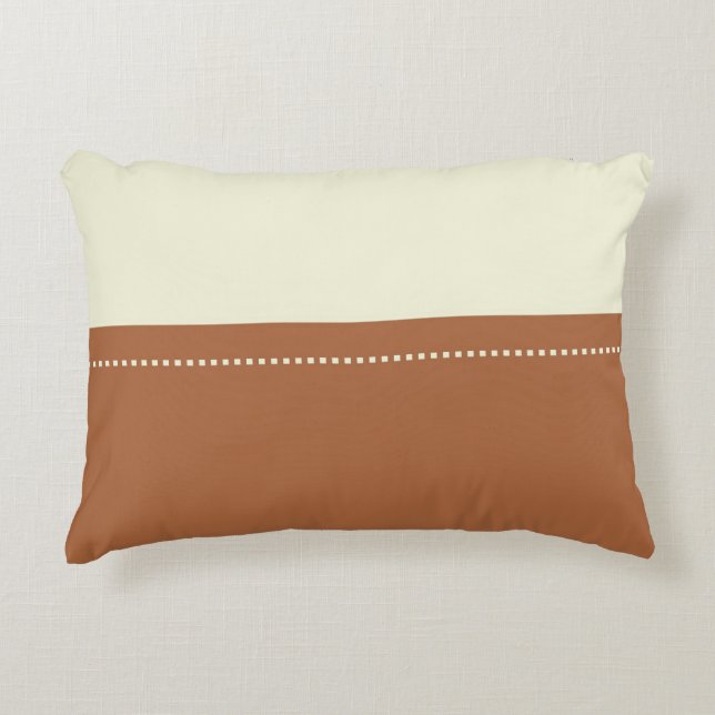 Brown Beige Stripe Color Block Accent Pillow (Front)