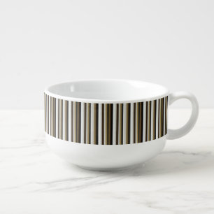 Brown Beige Stripe Soup Mug