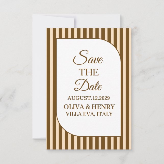 BROWN BEIGE STYLISH SIMPLE SCRIPT SAVE THE DATE  ANNOUNCEMENT (Front)