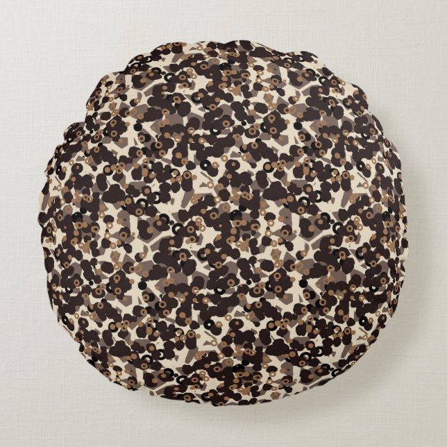 brown beige tan abstract round pillow (Front)