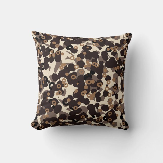 brown beige tan abstract throw pillow (Front)