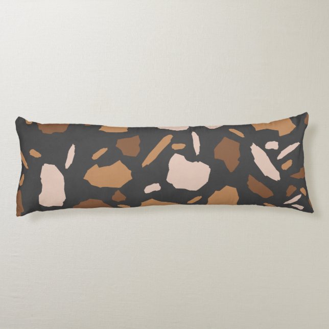 Brown, Beige,  Tan and Gray Terrazzo Marble Body Pillow (Back)