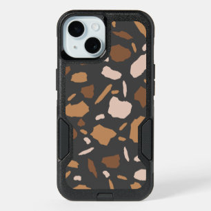 Brown, Beige, Tan and Gray Terrazzo Marble iPhone 15 Case