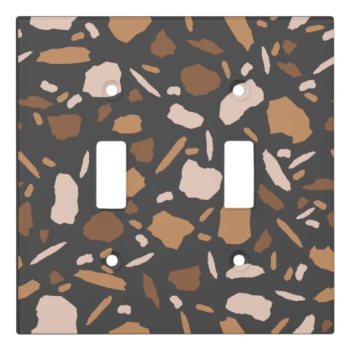 Brown Beige  Tan and Gray Terrazzo Marble  Light Switch Cover
